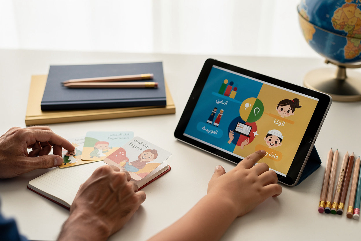 StoryLearn bilingual learning environment with children exploring Arabic and English educational resources together