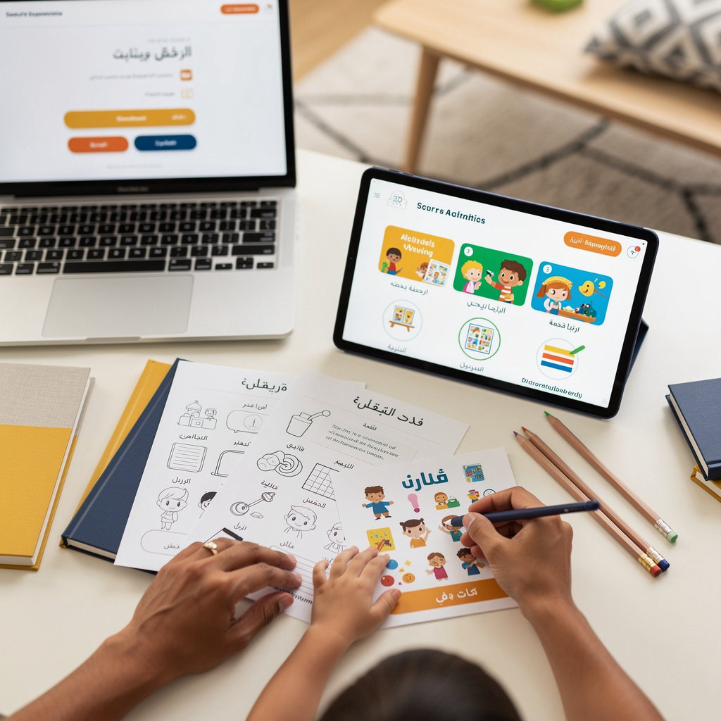 StoryLearn parent and child using digital educational resources together for bilingual Arabic and English learning